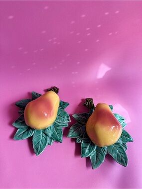 Pair of Vintage Original Mccoy Pear Wall Pockets/Planters